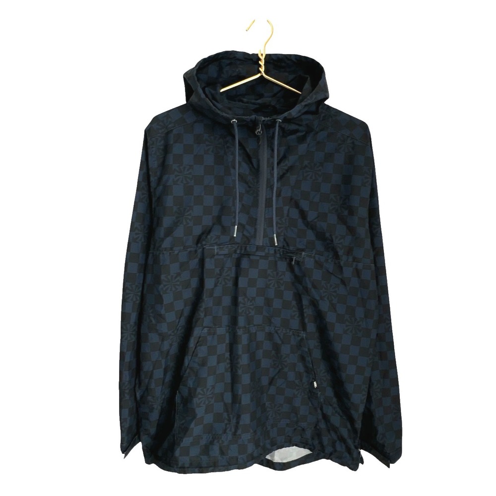 Vans x Independent Anorak Pullover Windbreaker Mens Medium Blue Black Checker